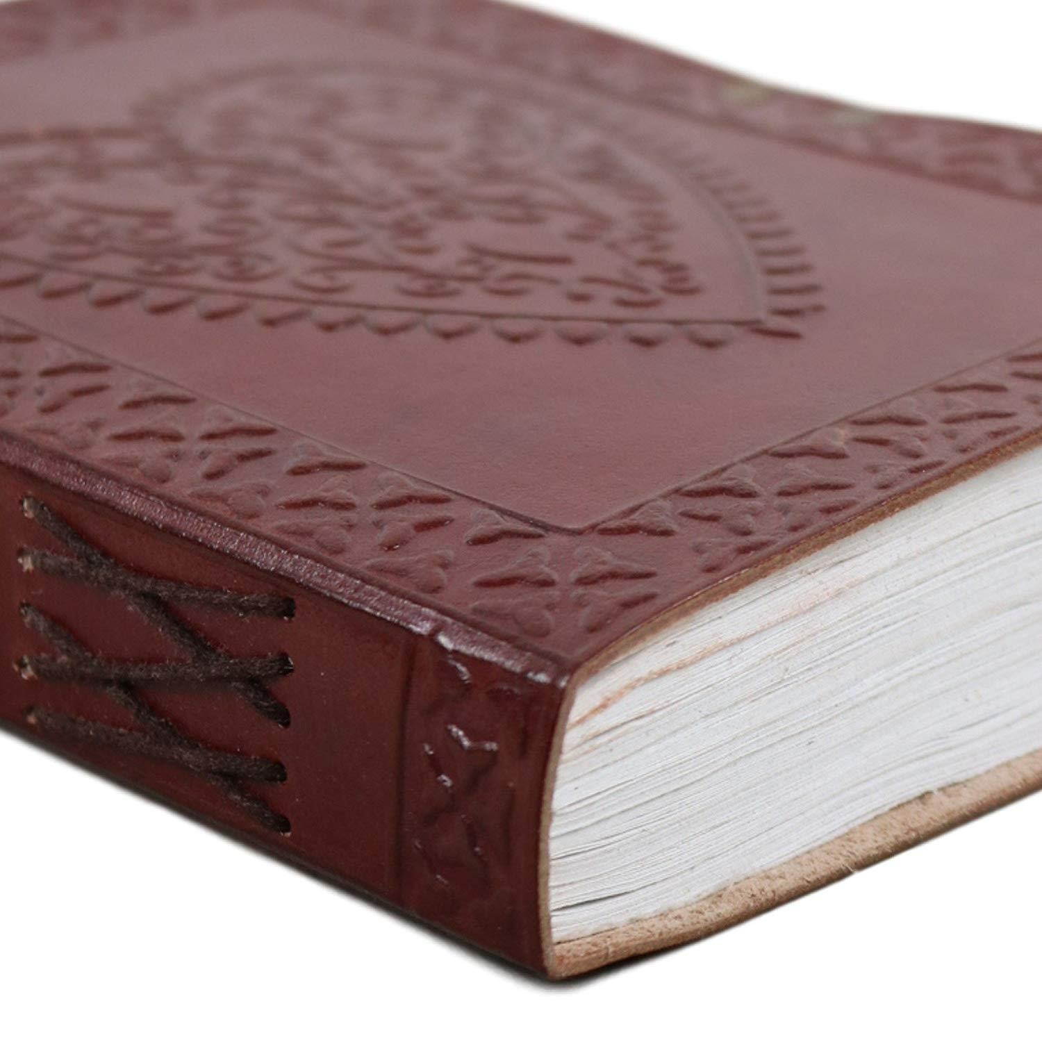 Handmade Large 8" Embossed Leather Journal Celtic two latches blue stone blank personal Diary notebook refillable journal gift (design 1)