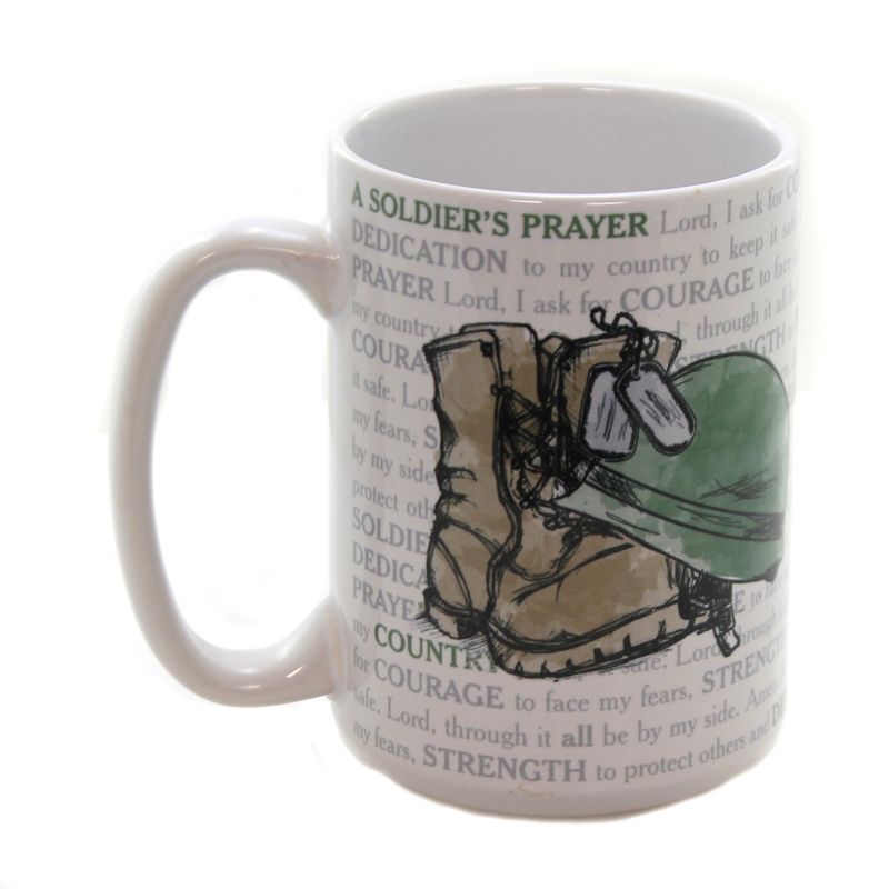 Tabletop 4.5" A Soldier's Prayer Mug Dedication Protect Strength Carson Home Accents  -  Drinkware