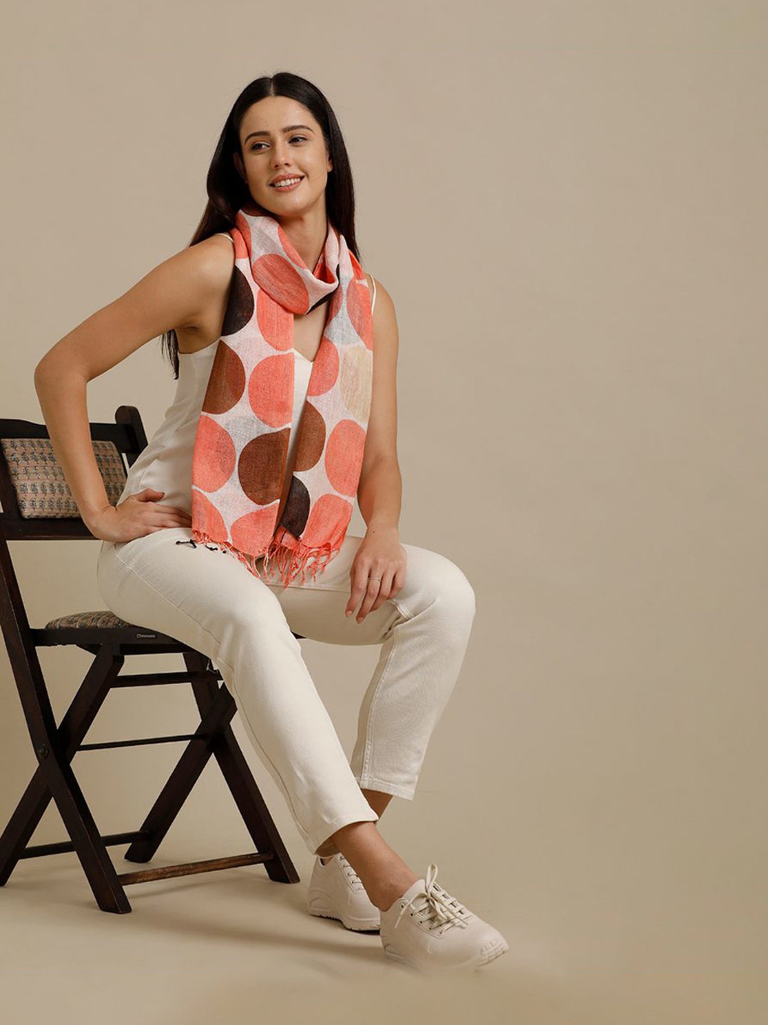 Linen Club Multicolor Printed Pure Linen Stole