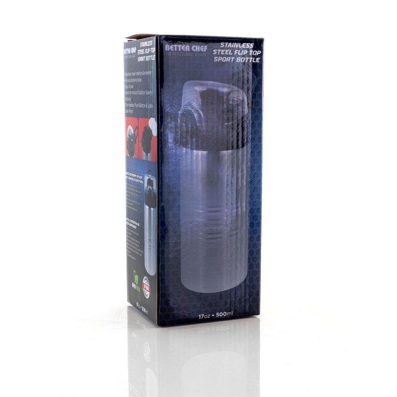 Better Chef 17 Ounce Stainless Steel Flip Top Sport Water Bottle