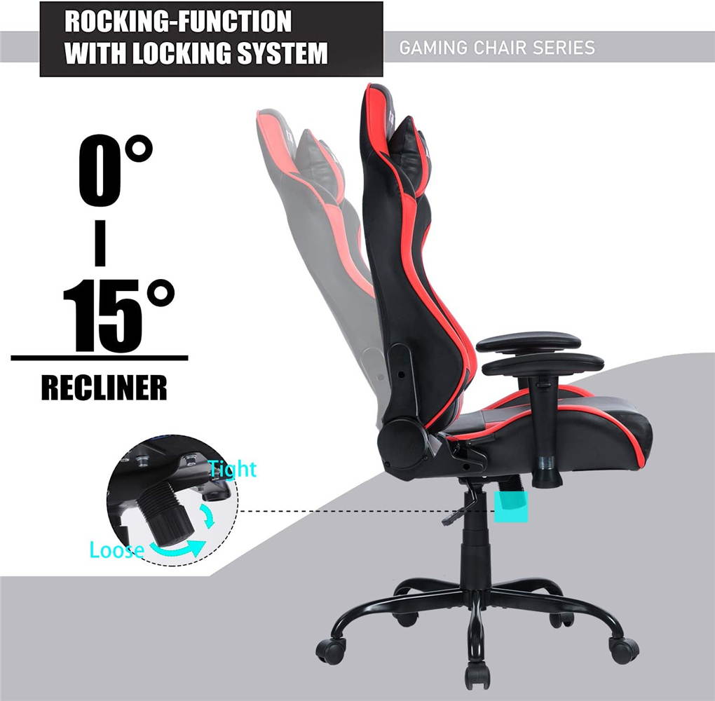 KCREAM PU Leather Swivel Chair Gaming Chair with Footrest Ergonomic Office Chair Headrest Lumbar Support Comfortable Large Size High Back Adjustable Reclining Computer Desk Chair