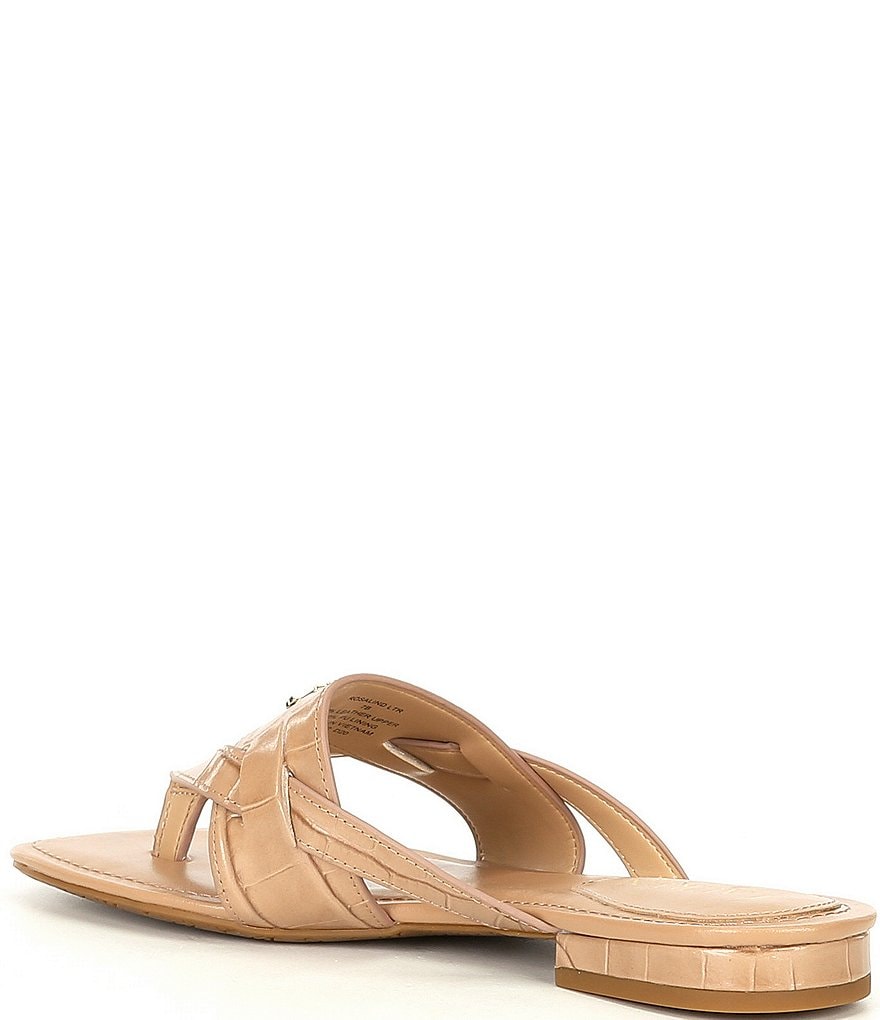 Lauren Ralph Lauren Rosalind Croco Embossed Leather Sandals