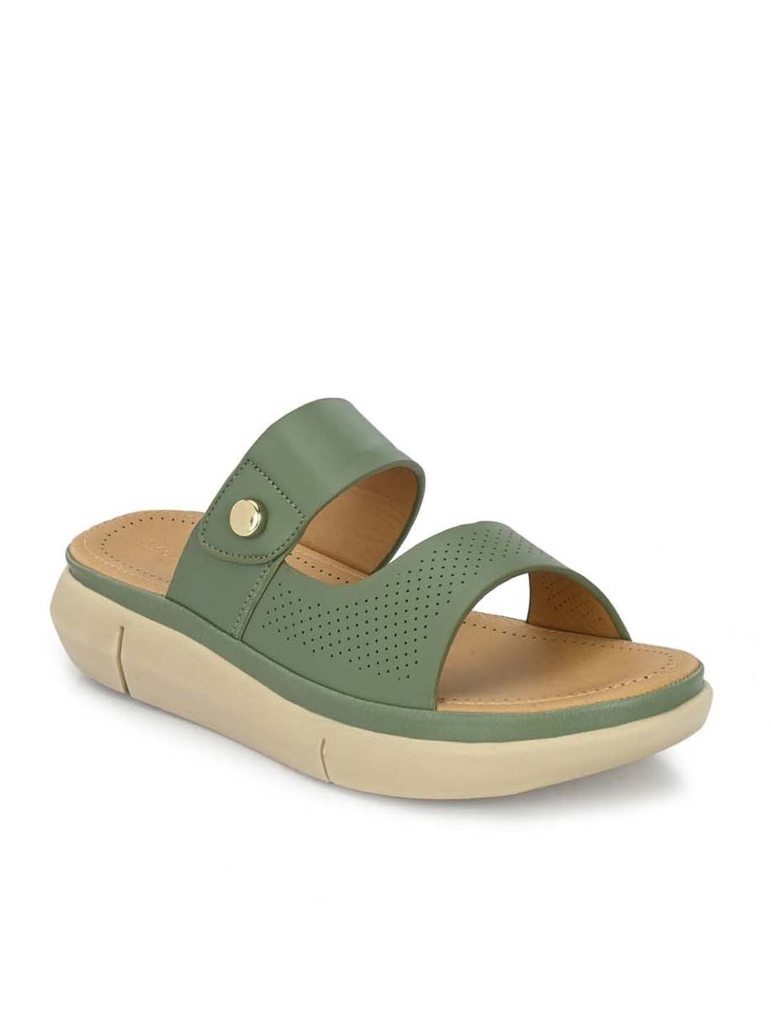 Clog London Women's Green Casual Wedges