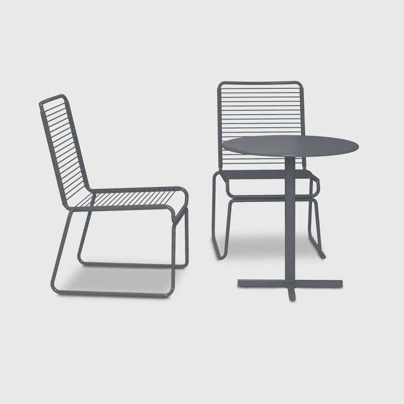 Nyla 3pc Patio Bistro Set - Charcoal Gray - CosmoLiving