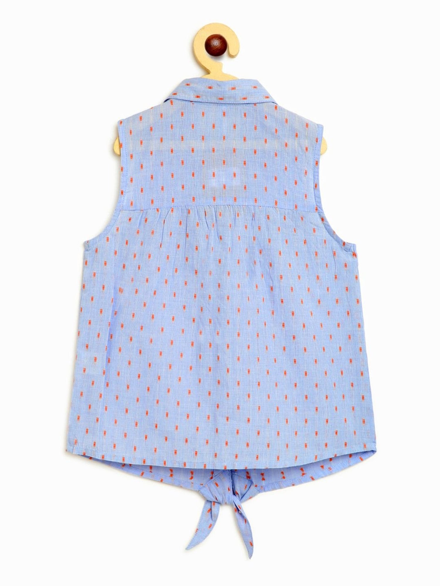 Campana Kids Blue & Orange Cotton Embroidered Top