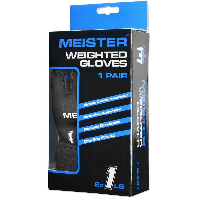 Meister Neoprene Weighted Gloves Pair - 1lbs Black/Blue