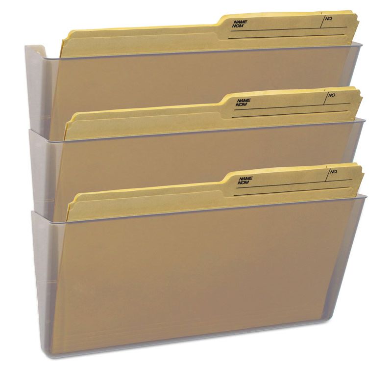Storex Wall File Legal 16 x 14 Three Pocket Clear 70229U06C