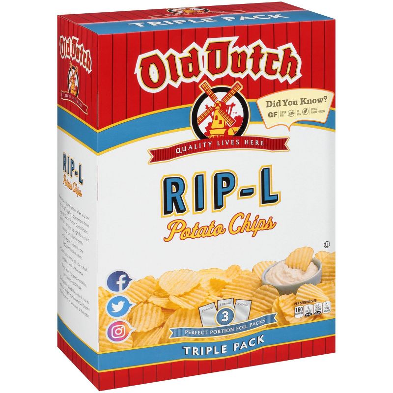 Old Dutch Triple Pack Rip-L Potato Chips - 3ct