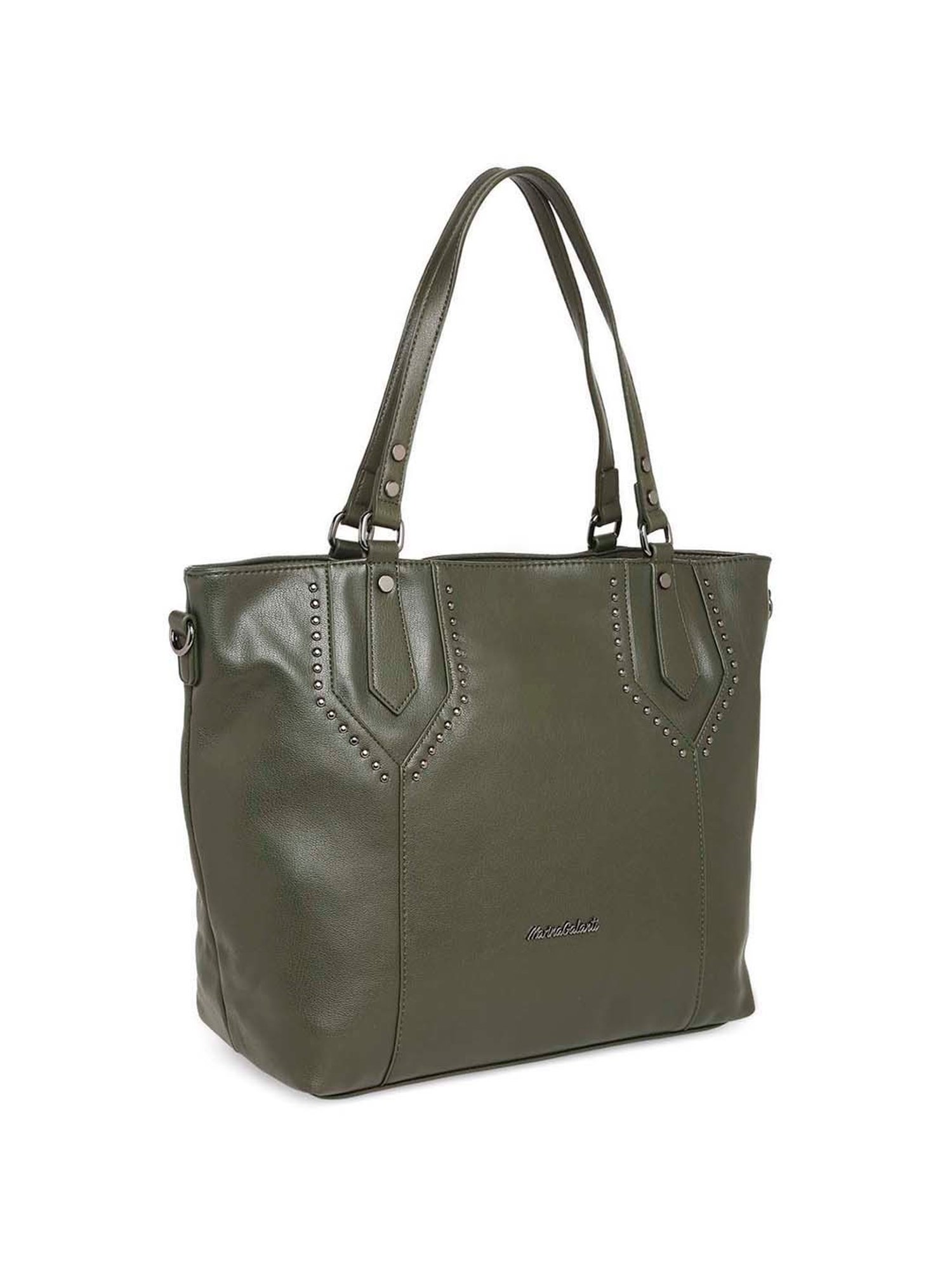 Marina Galanti Olive Rivets Medium Tote Handbag
