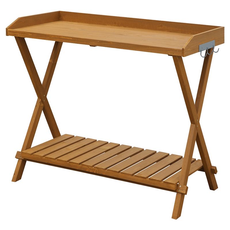 Galvanized Potting Bench Gray - Poly-Tex