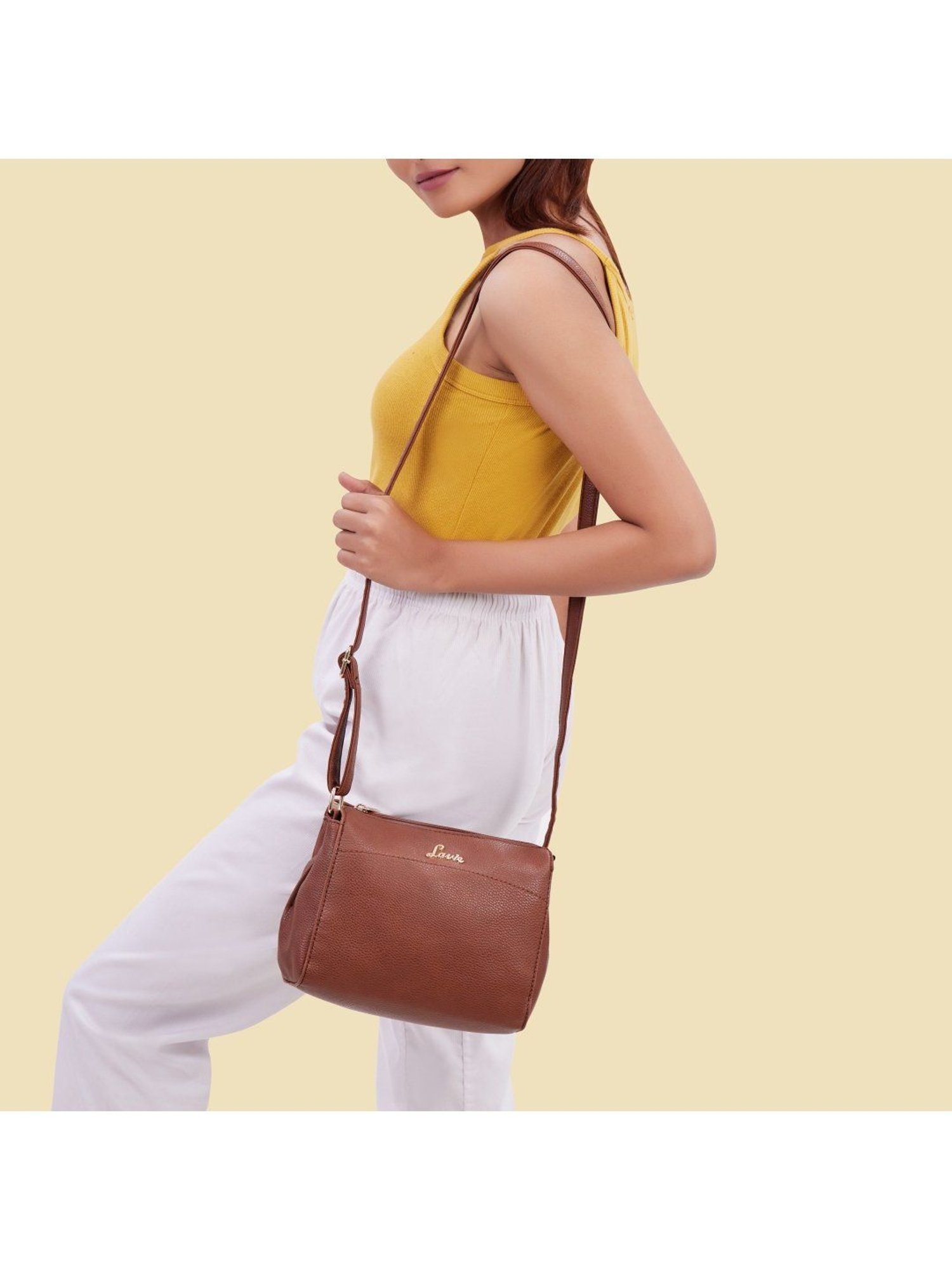 Lavie Brown Solid Sling Bag