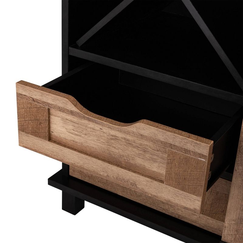 Modern Industrial Wine Cabinet with Sliding Door Brown - Glitzhome