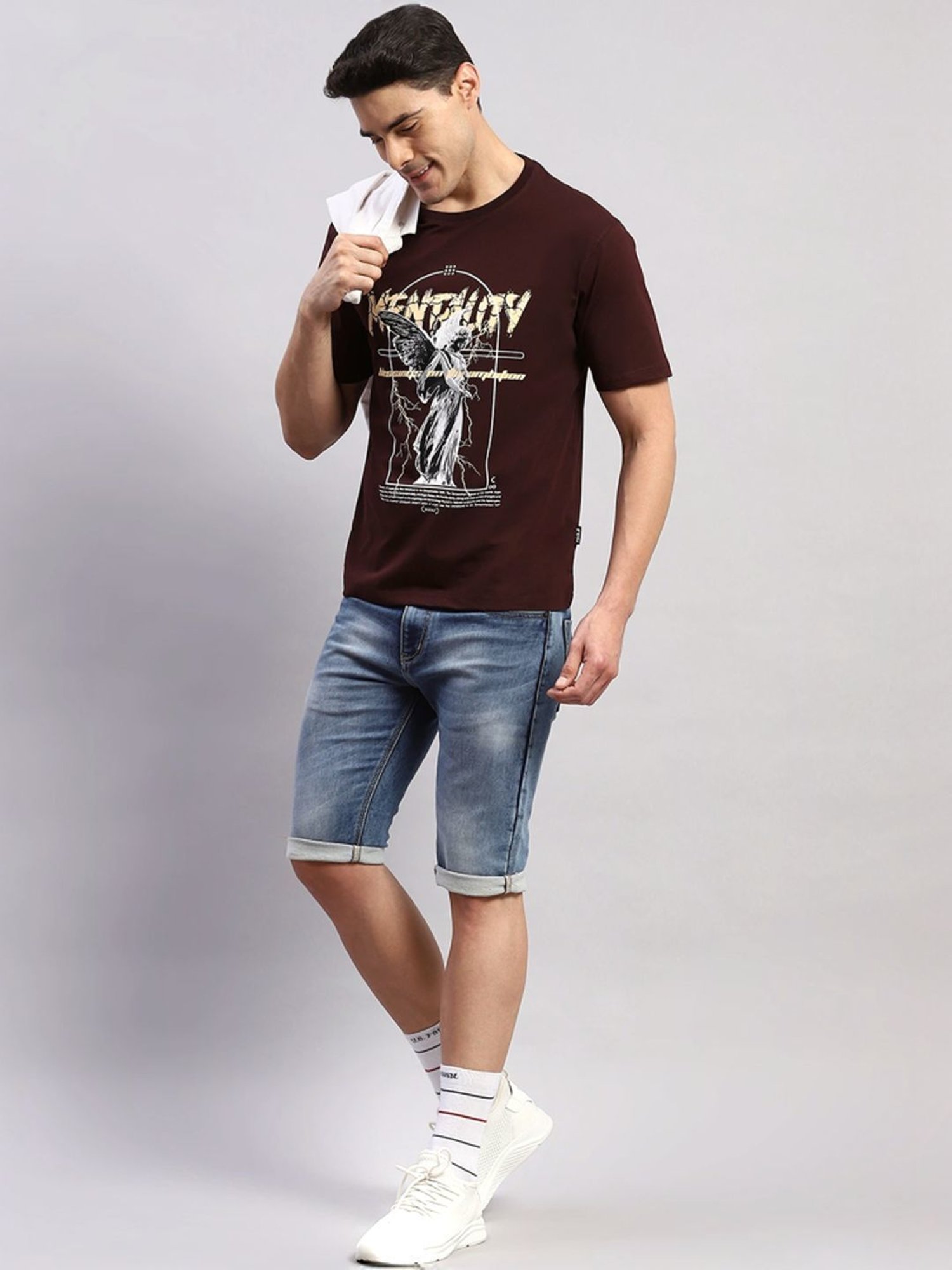 Rock.It Wine Regular Fit Printed T-Shirt