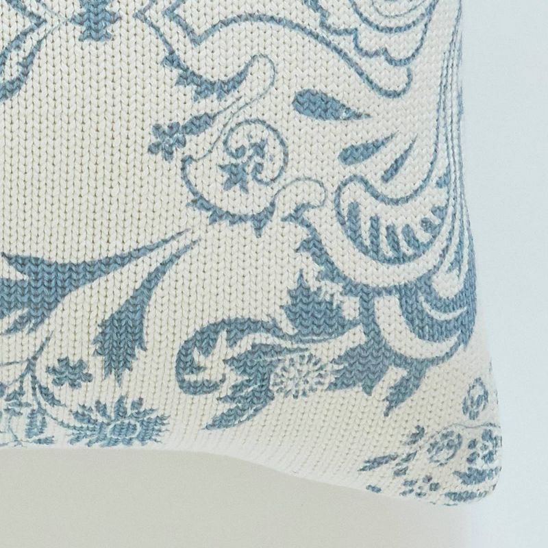 20"x20" Damask Patterned Square Throw Pillow Blue - Patina Vie