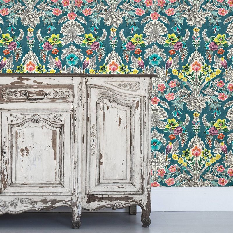 NuWallpaper Summer Love Peel & Stick Wallpaper Teal