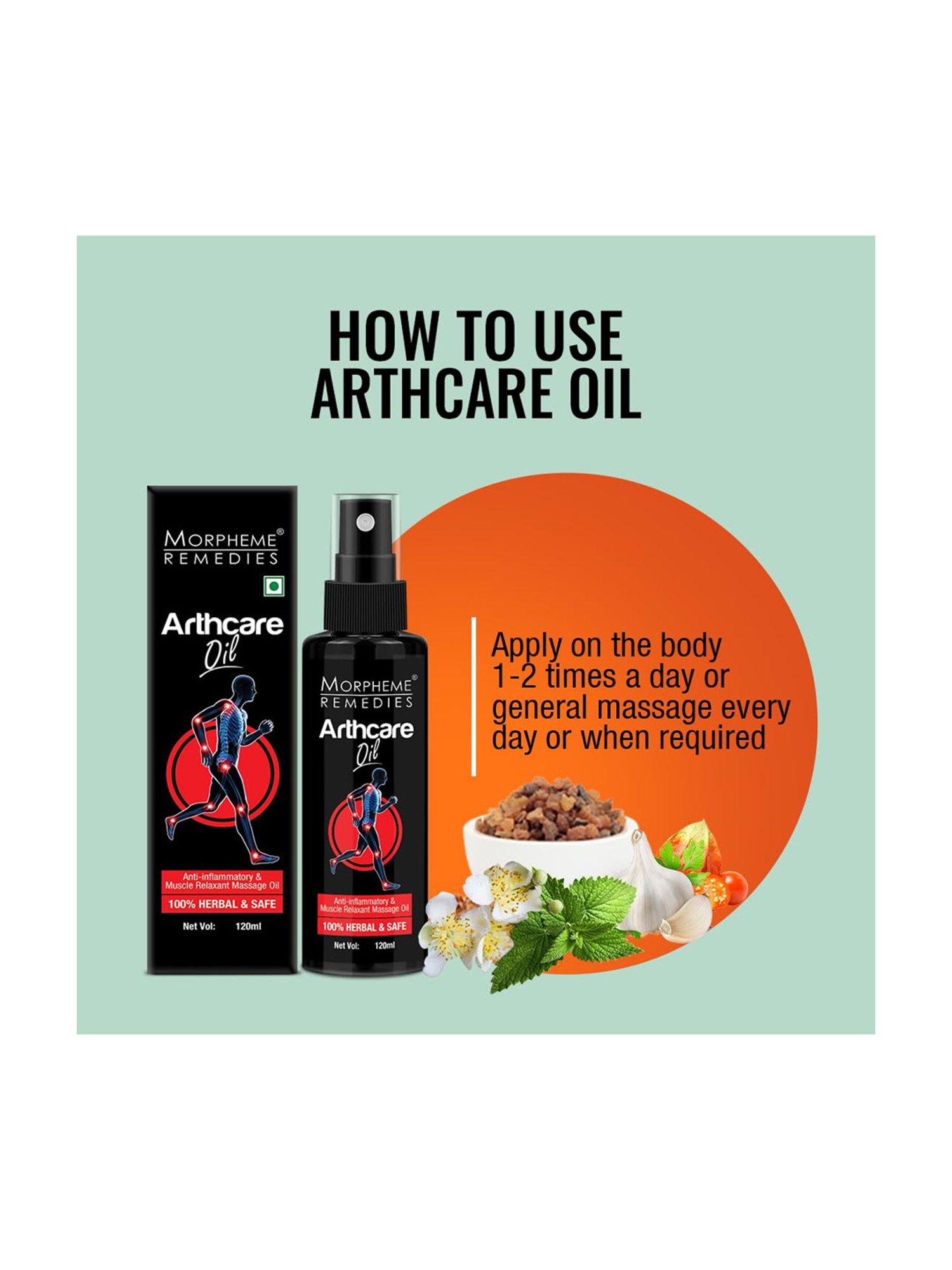 Morpheme Remedies Arthcare Pain Relief Oil for Body, Back, Legs, Knee - 120 ml