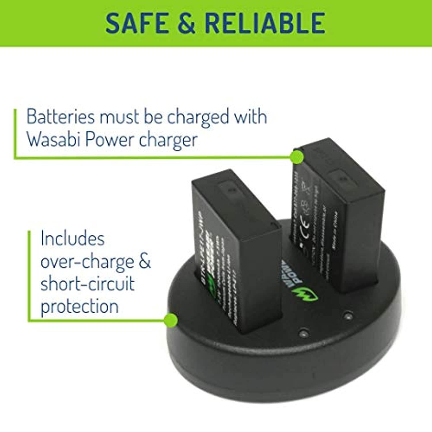 Wasabi Power LP-E17 Battery (2-Pack) and Dual USB Charger for Canon EOS 77D, EOS 750D, EOS 760D, EOS 8000D, EOS M3, EOS M5, EOS M6, EOS Rebel T6i, EOS Rebel T6s, EOS Rebel T7i, Kiss  (KIT-BB-LPE17-01)