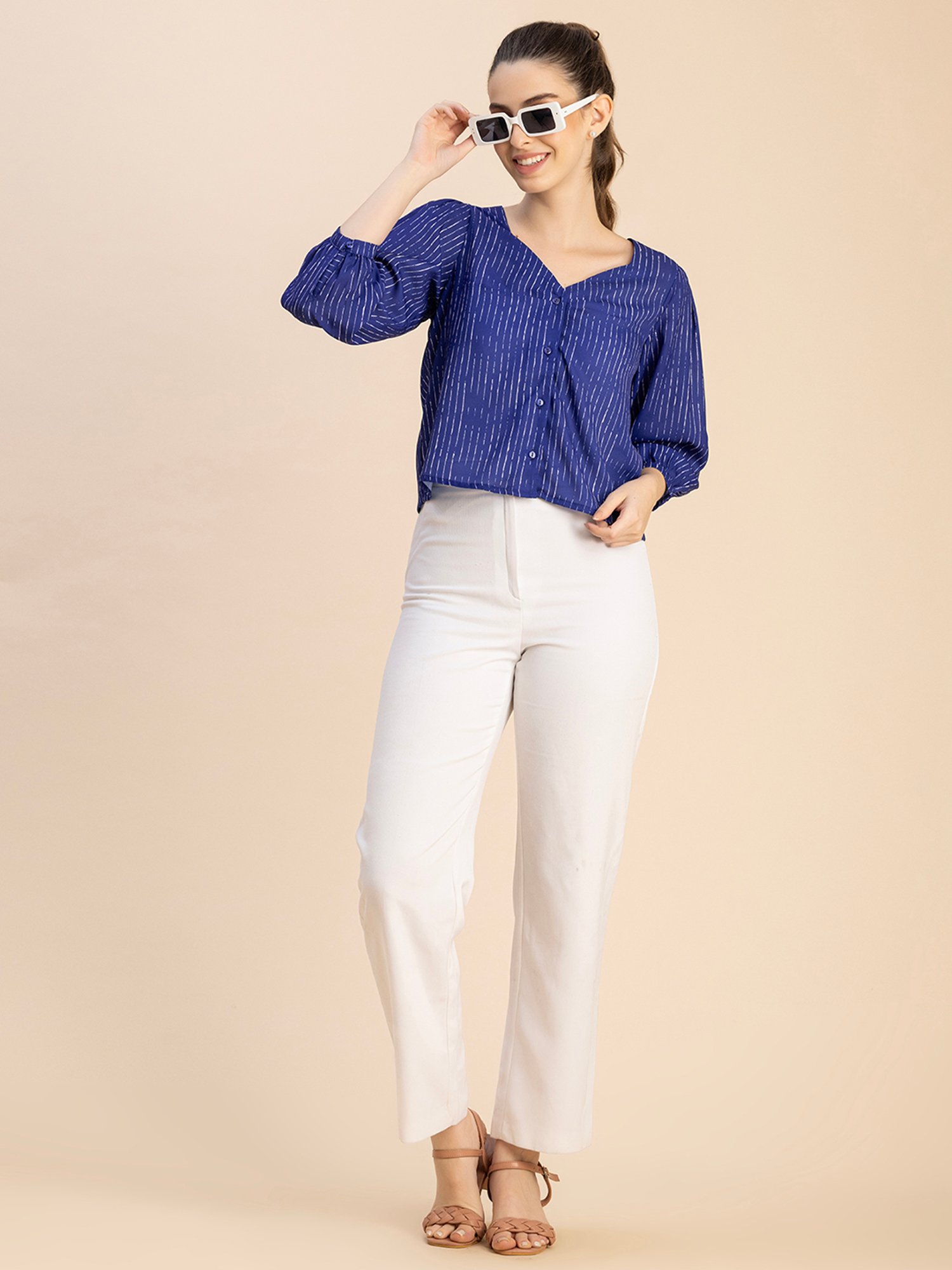 Moomaya Jet Blue Striped Top