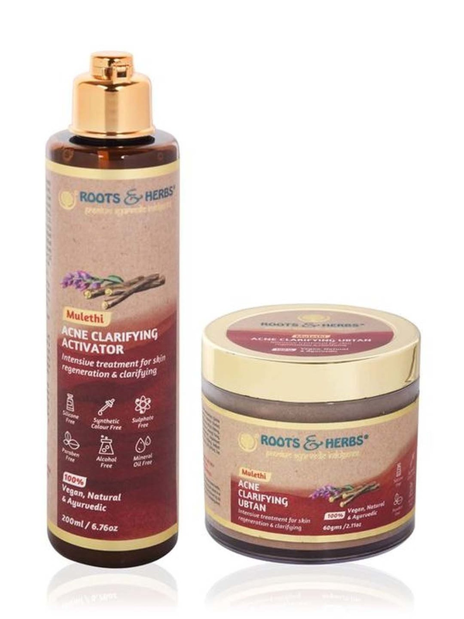 ROOTS AND HERBS Mulethi Acne Clarifying Ubtan and Activator