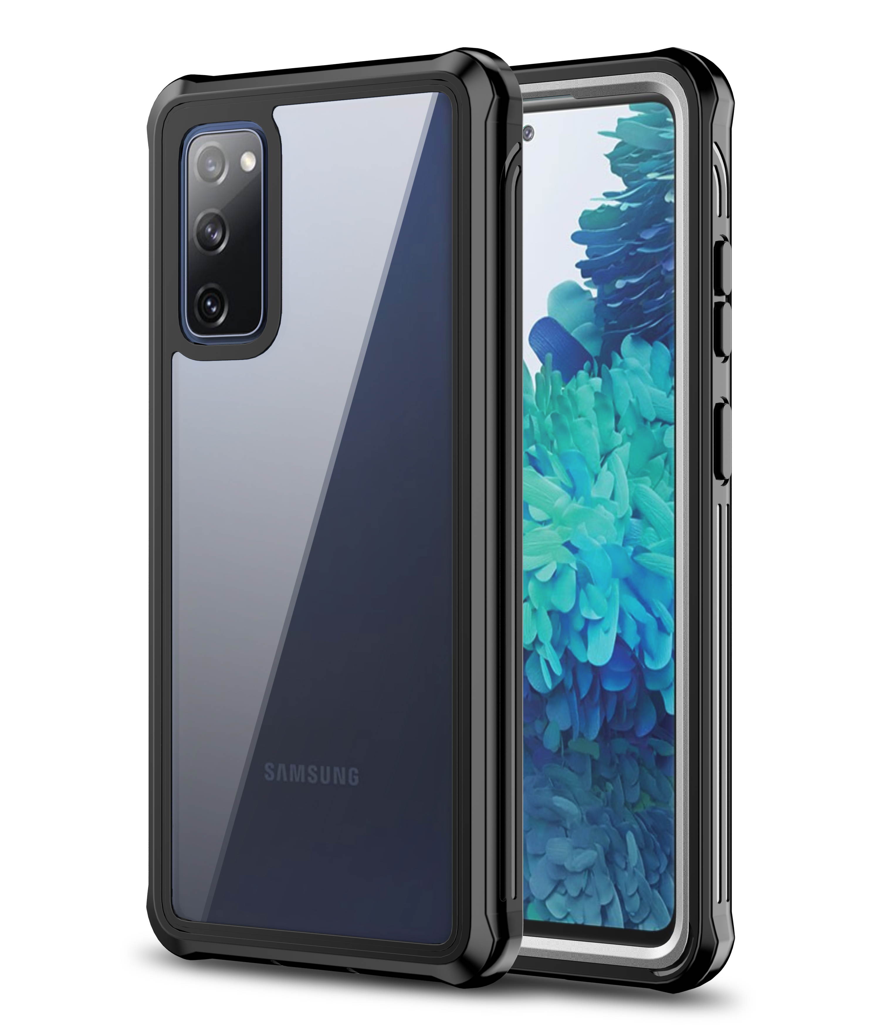 JS Designed FOR Samsung S20 FE Case 6.5",Full Body with Built-in Screen Protector Rugged Clear Shockproof Bumper X-Series Case for Samsung S20 FE Case 6.5 inch Case Black,not Waterproof