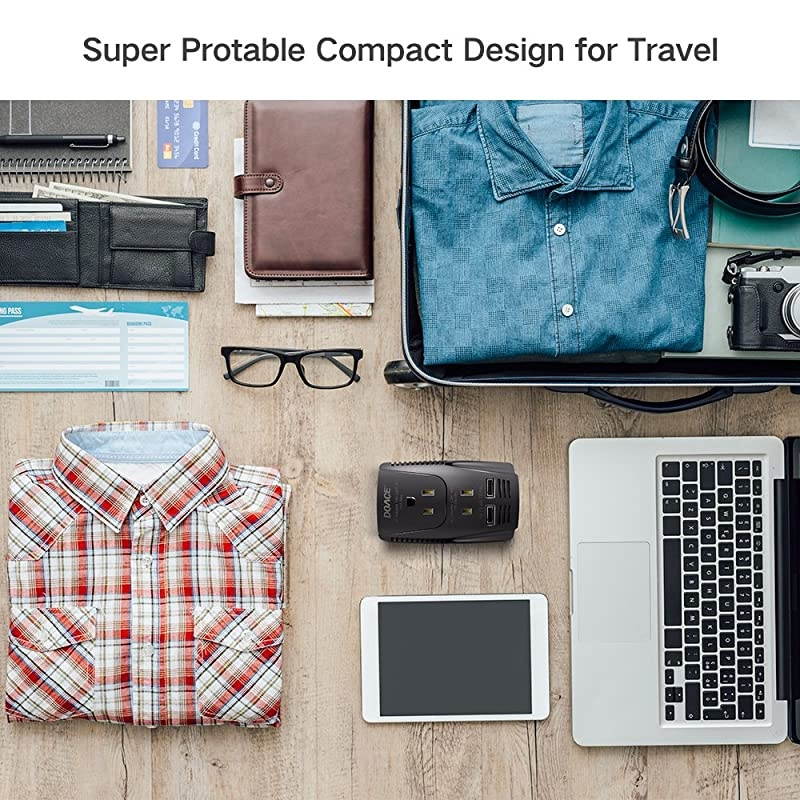 Upgraded  C11 2000W Travel Voltage Converter for Hair Dryer Straightener Curling Iron, Step Down 220V to 110V, 10A Power Adapter with 2 USB and EU/UK/AU/US Plugs for Laptop Camera Cell Phone