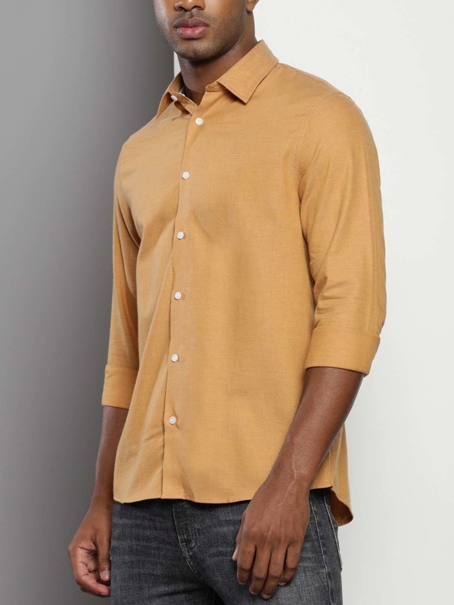 Calvin Klein Orange Pop Cotton Slim Fit Shirt
