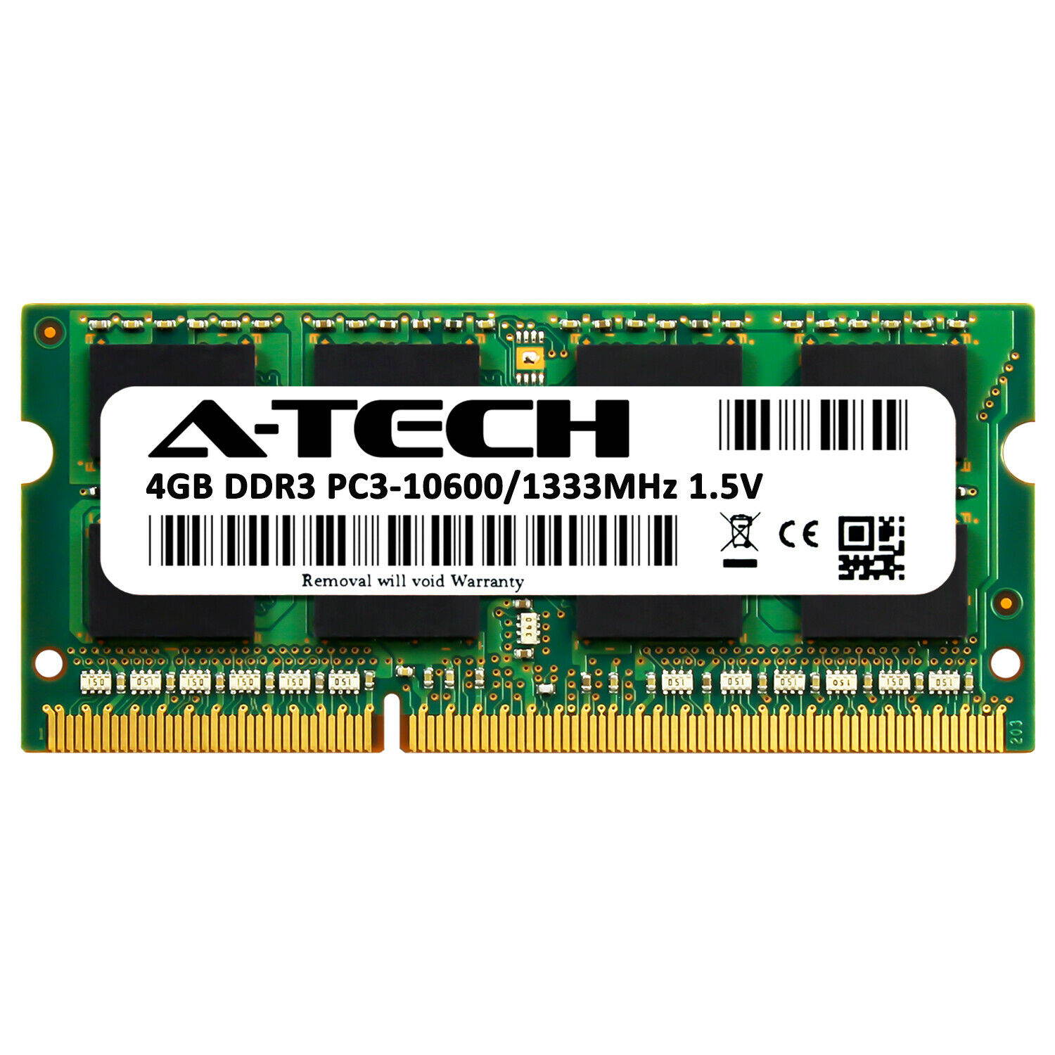 A-Tech 4GB PC3-10600 Laptop SODIMM DDR3 1333 MHz 204-Pin Memory RAM 10600S 1x 4G