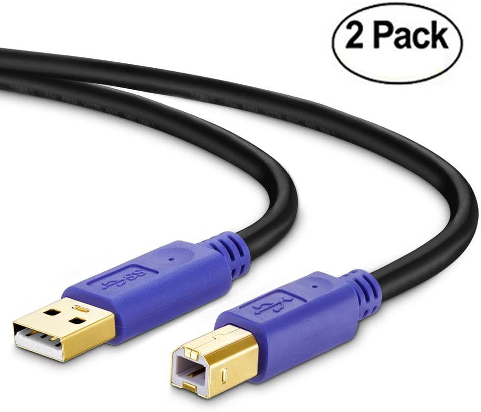 Printer Cable 30Ft 30Feet Hi-Speed USB 2.0 Type A Male to Type B Male Printer Scanner Cable for HP Canon Lexmark Epson Dell Xerox Samsung etc