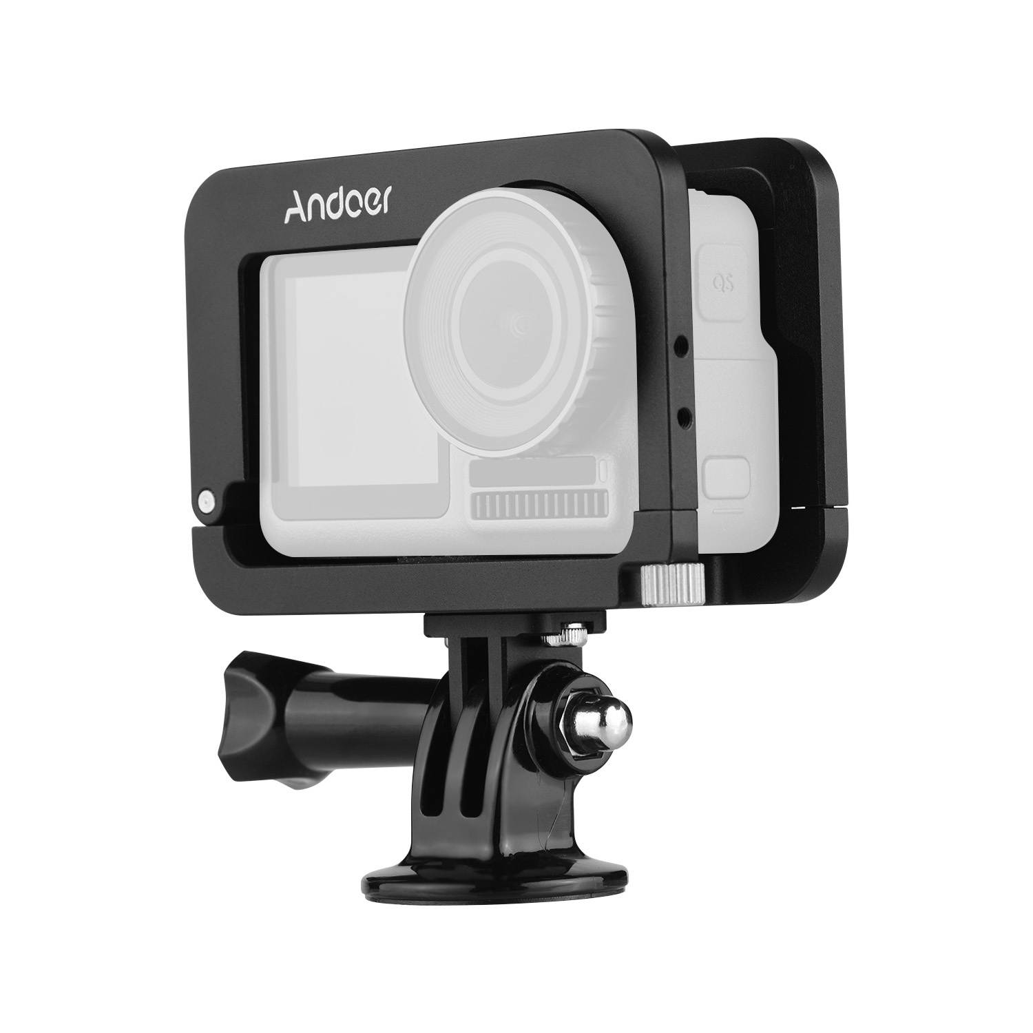 Andoer Metal Camera Cage Compatible with OSMO ACTION Vlogging Shooting Case with Cold Shoe Mount 1/4 Screw Interfaces