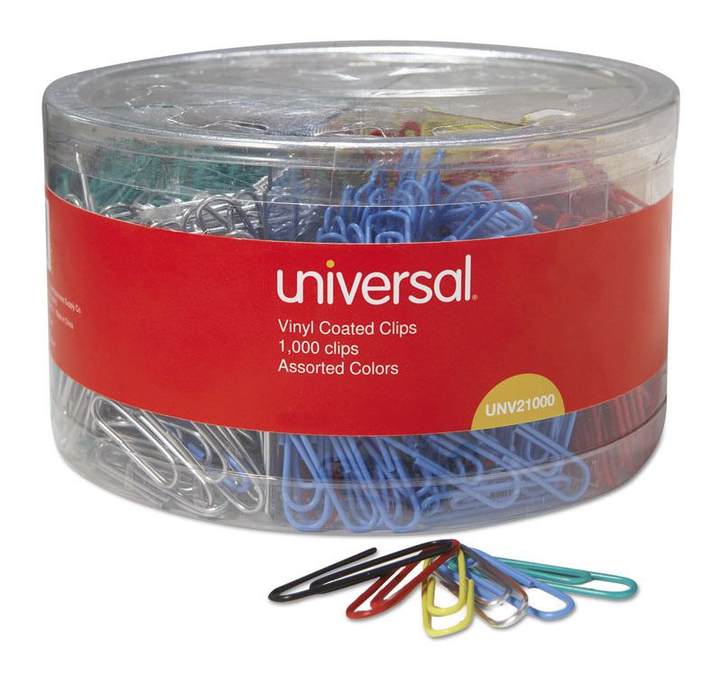 UNIVERSAL Vinyl-Coated Wire Paper Clips No. 1 Assorted Colors 1000/Pack 21000