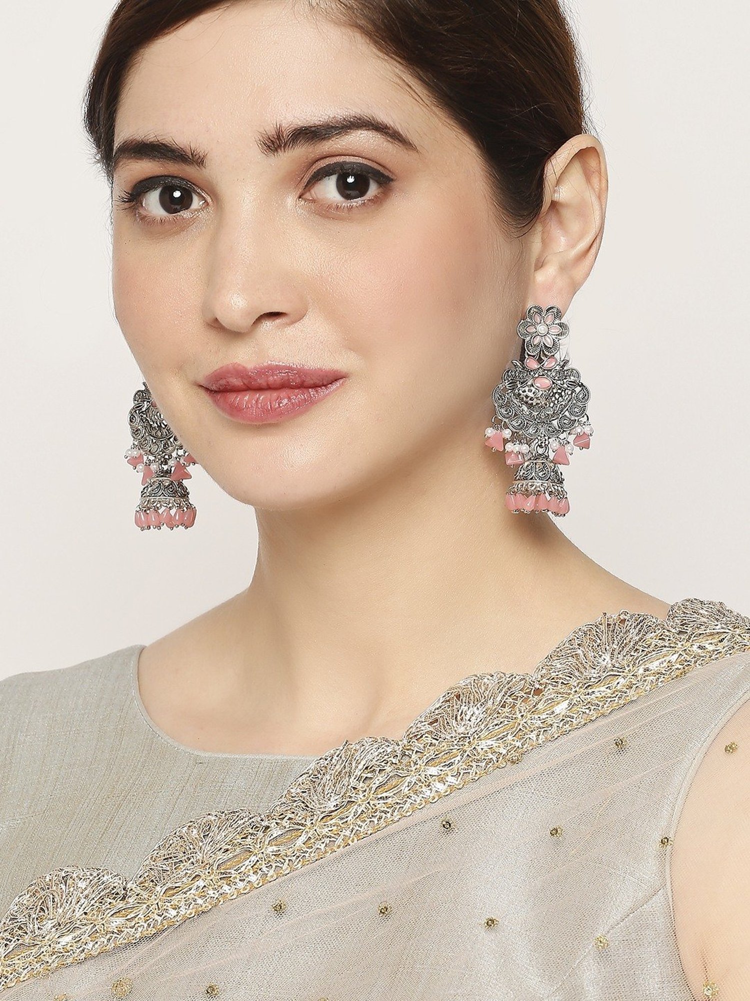 Sri Jagdamba Pearls Black Rosy Pearl Drop Earrings