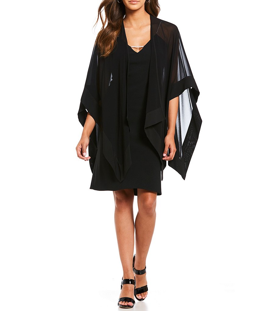 Cejon Metallic Crocheted Fringe Metallic Evening Wrap