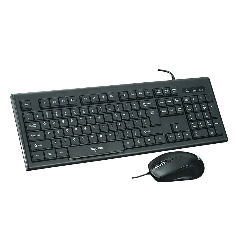 Aigo WQ9500 Ergonomic Design, Cool Exterior Waterproof USB Wired Keyboard And Mouse Combo For Office And Game, Support PC and Laptop - Black/Green