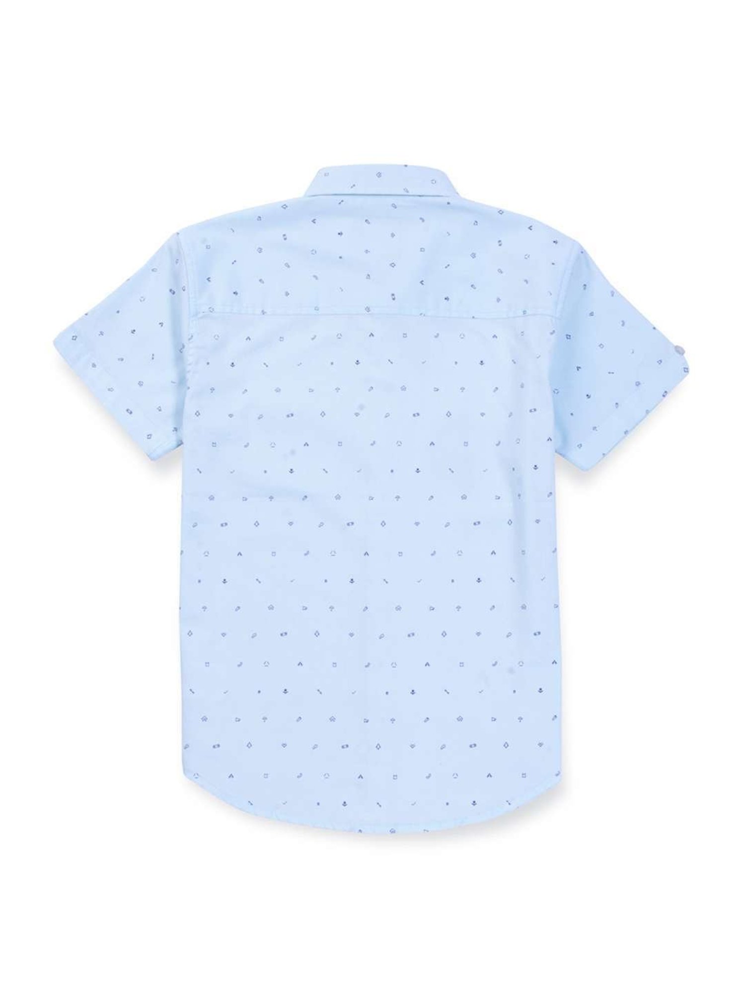 Palm Tree Kids Blue Cotton Printed Shirt