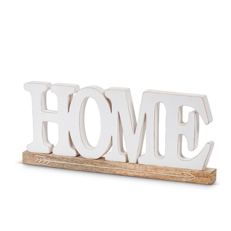 Lone Elm Studios Set of 2 White Mango Wood "Home" and "Love" Signs