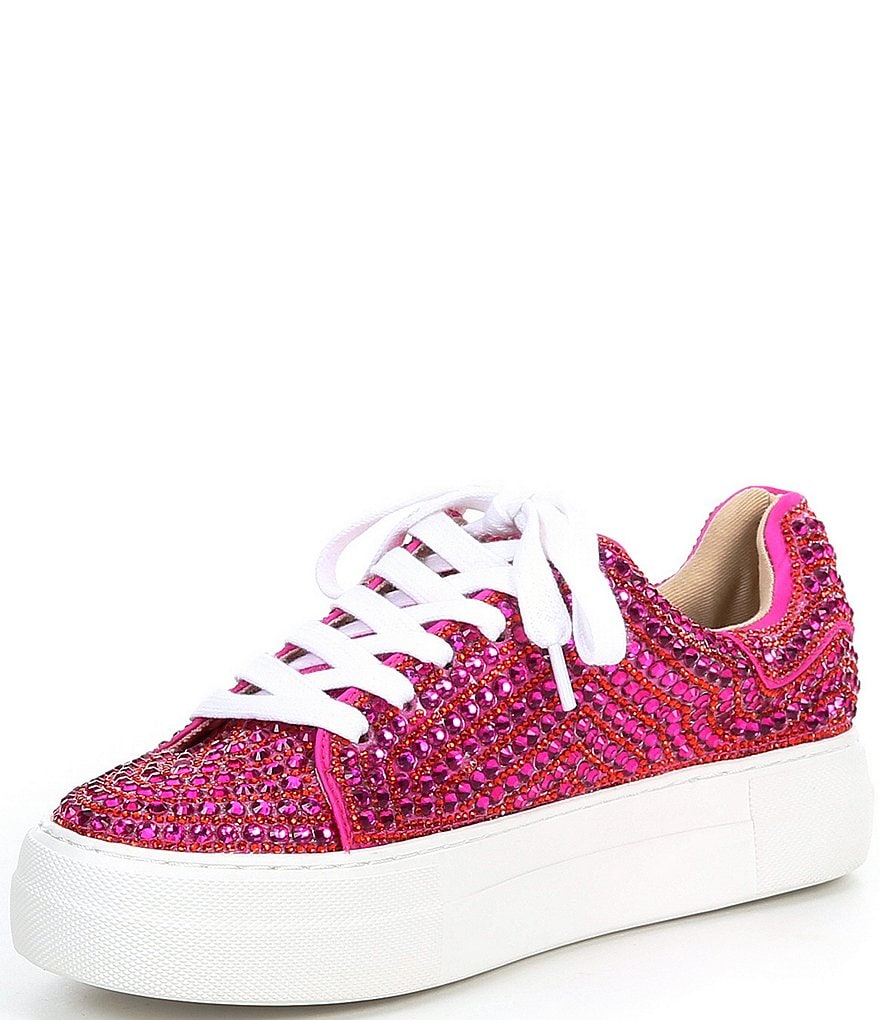Blue by Betsey Johnson Sidny Rhinestone Embellished Platform Lace-Up Sneakers