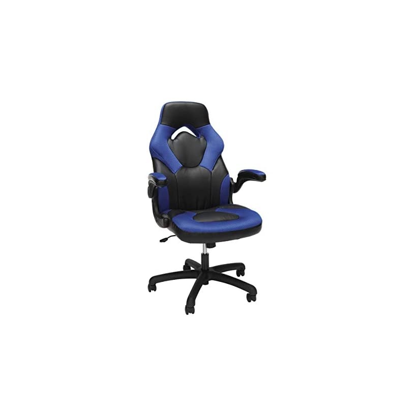 ESS Collection Racing Style Bonded Leather Gaming Chair, in Blue (ESS-3085-BLU)