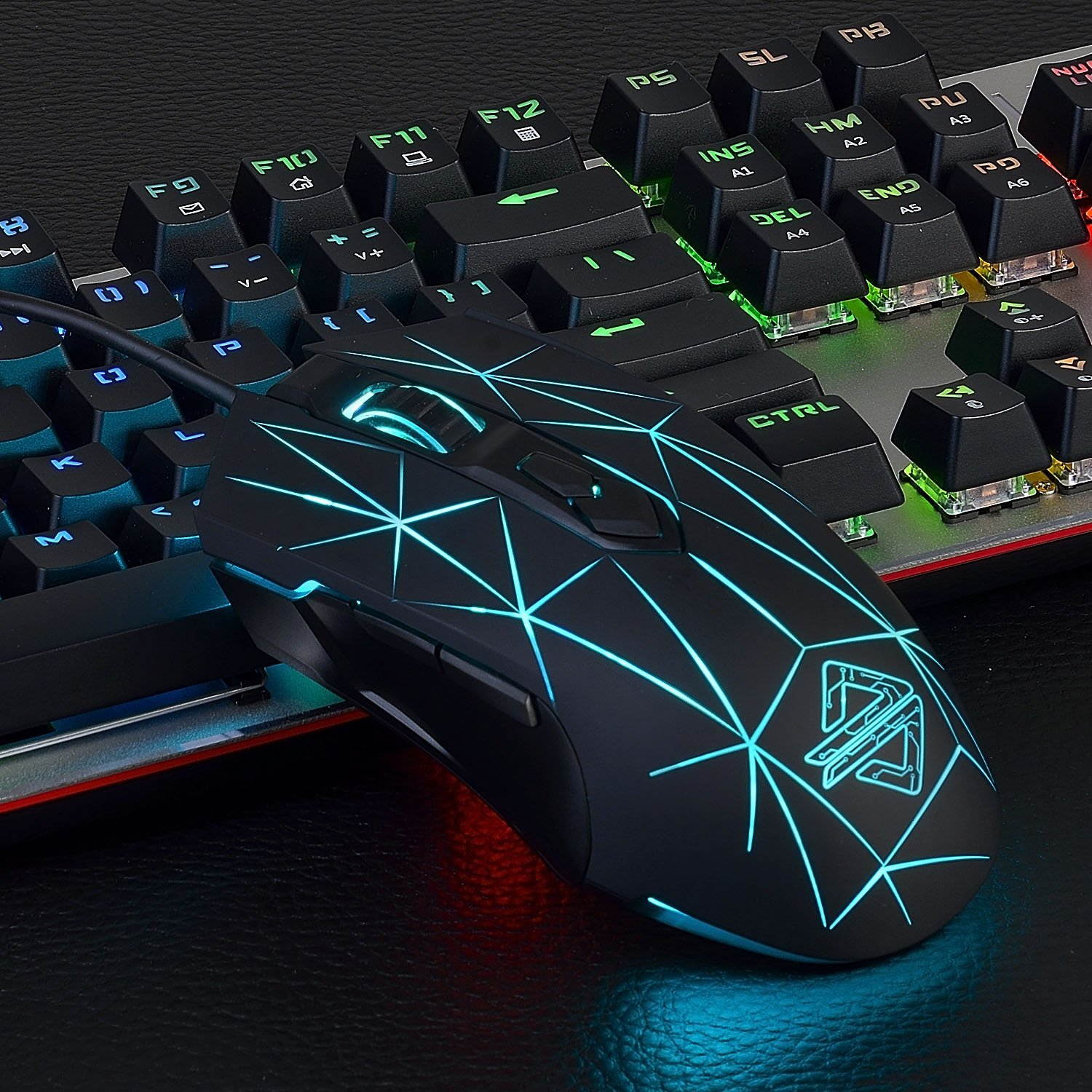 Ajazz AJ52 Watcher RGB Gaming Mouse, Programmable 7 Buttons, Ergonomic LED Backlit USB Gamer Mice Computer Laptop PC, for Windows Mac OS Linux