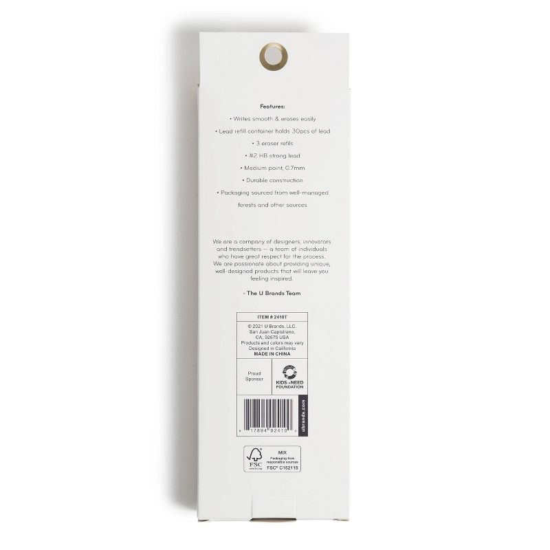 U Brands 2pk Mechanical Pencils Starter Kit Soft Touch Black