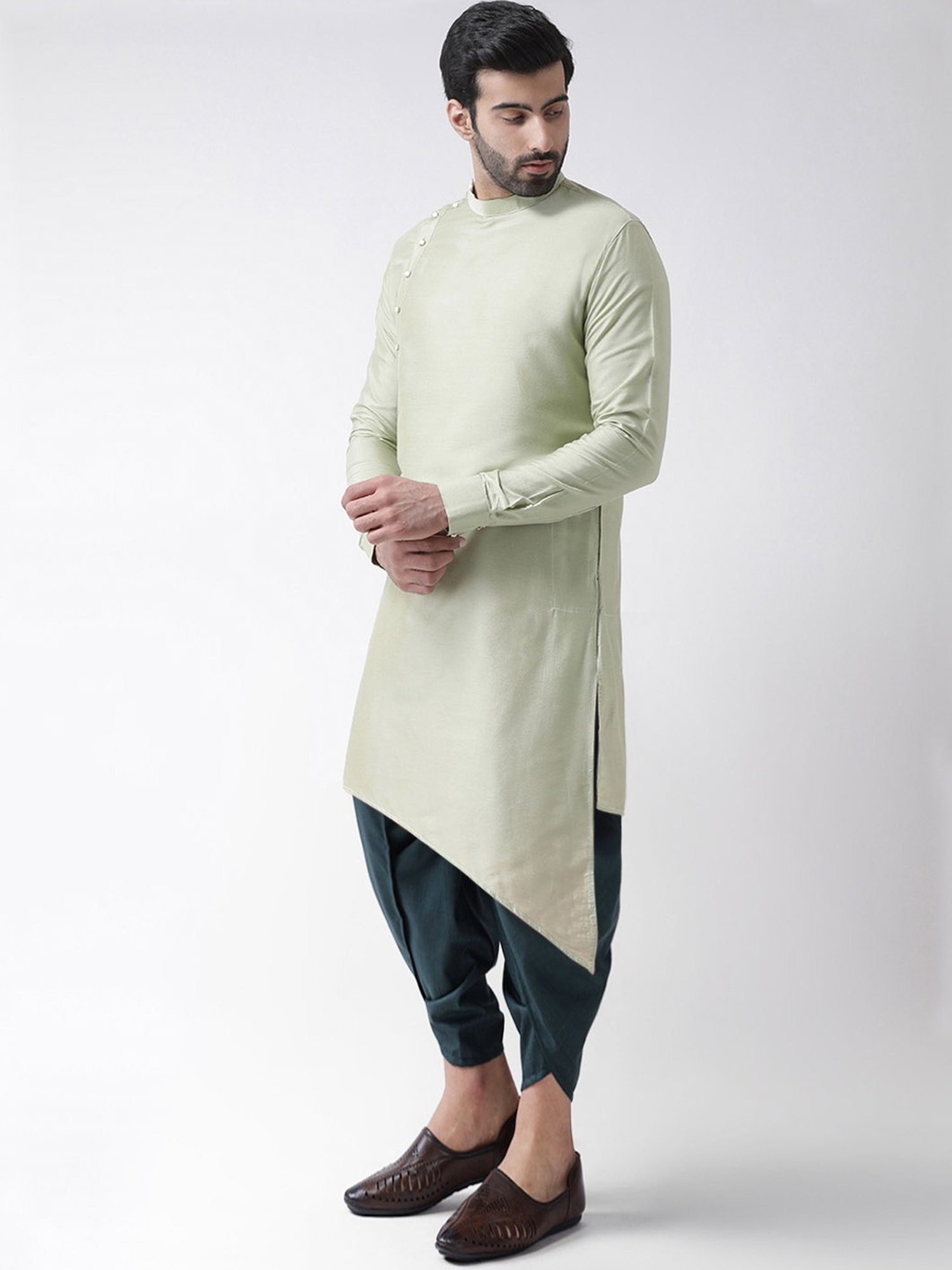 KISAH Green & Teal Regular Fit Kurta Bottom Set