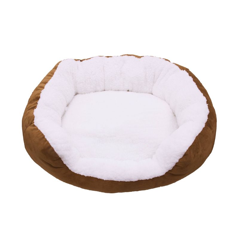 Pet Genius Heated Oval Pet Bed - White and Brown