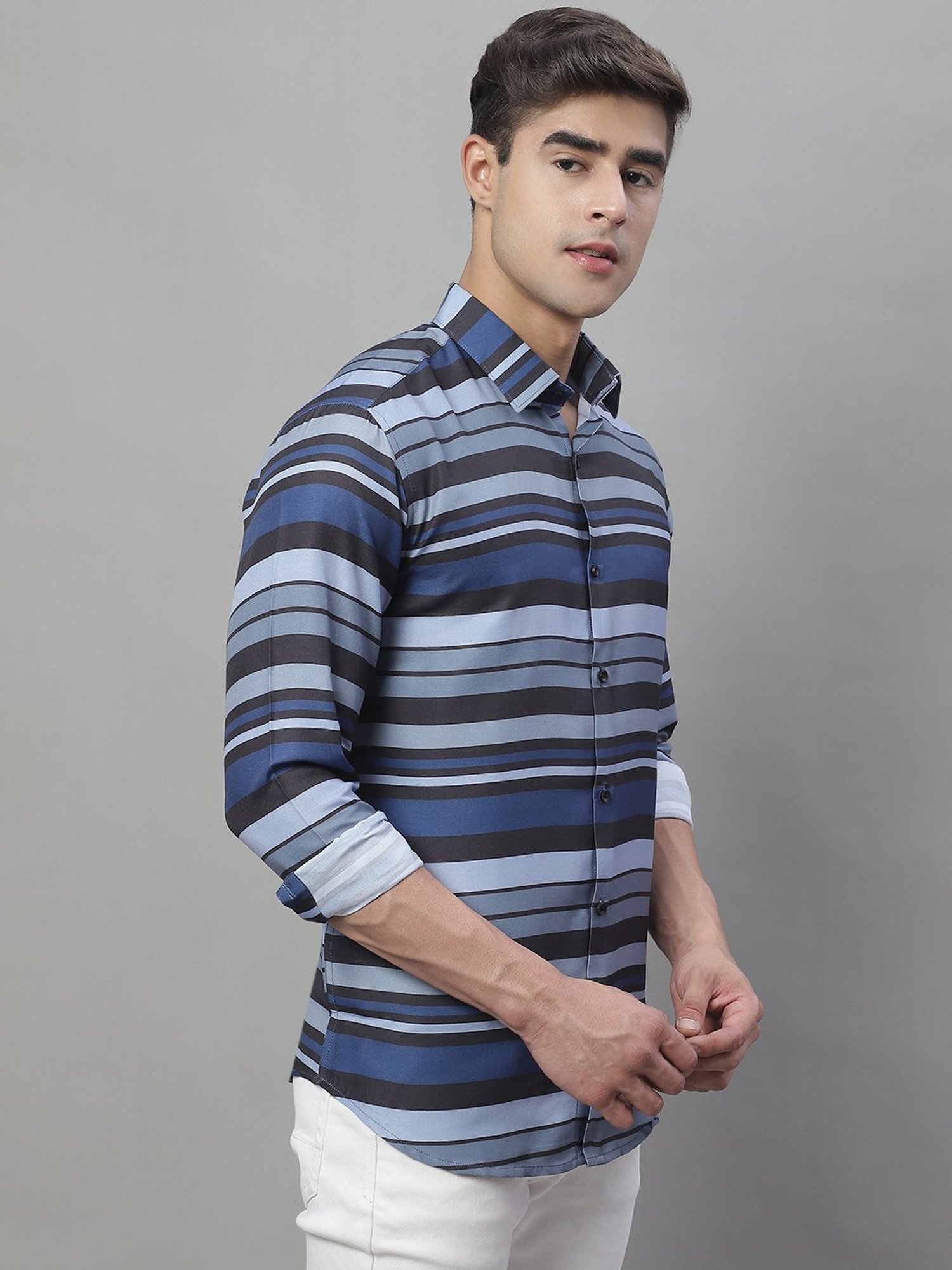 Jainish Multicolor Regular Fit Striped Cotton Shirt