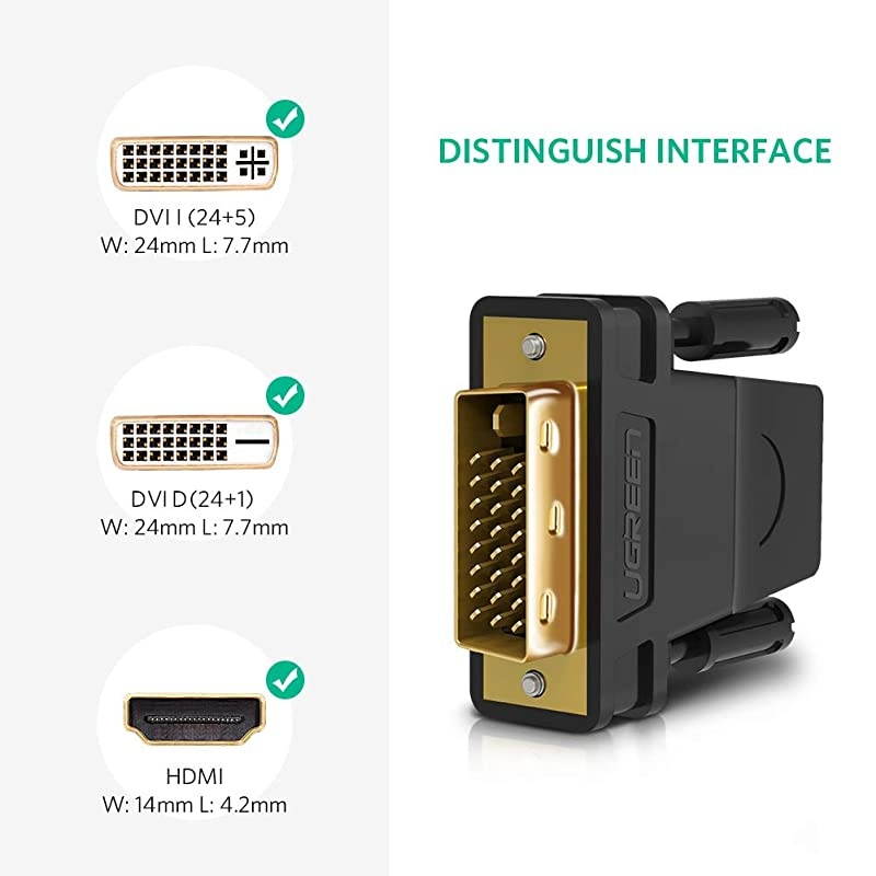 DVI to HDMI Adapter DVID 24+1Male to HDMI Female High Speed Adapter Converter Gold Plated Support 1080P for HDTV Plasma DVD Projector Computer