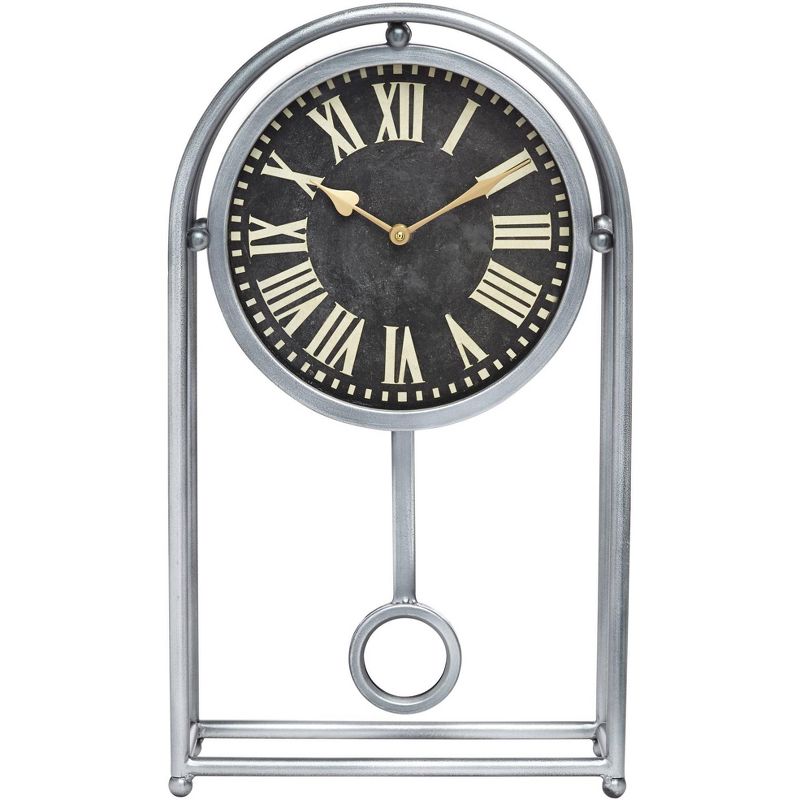 Kensington Hill Ellerby Glossy Silver 20 1/4" High Metal Table Clock