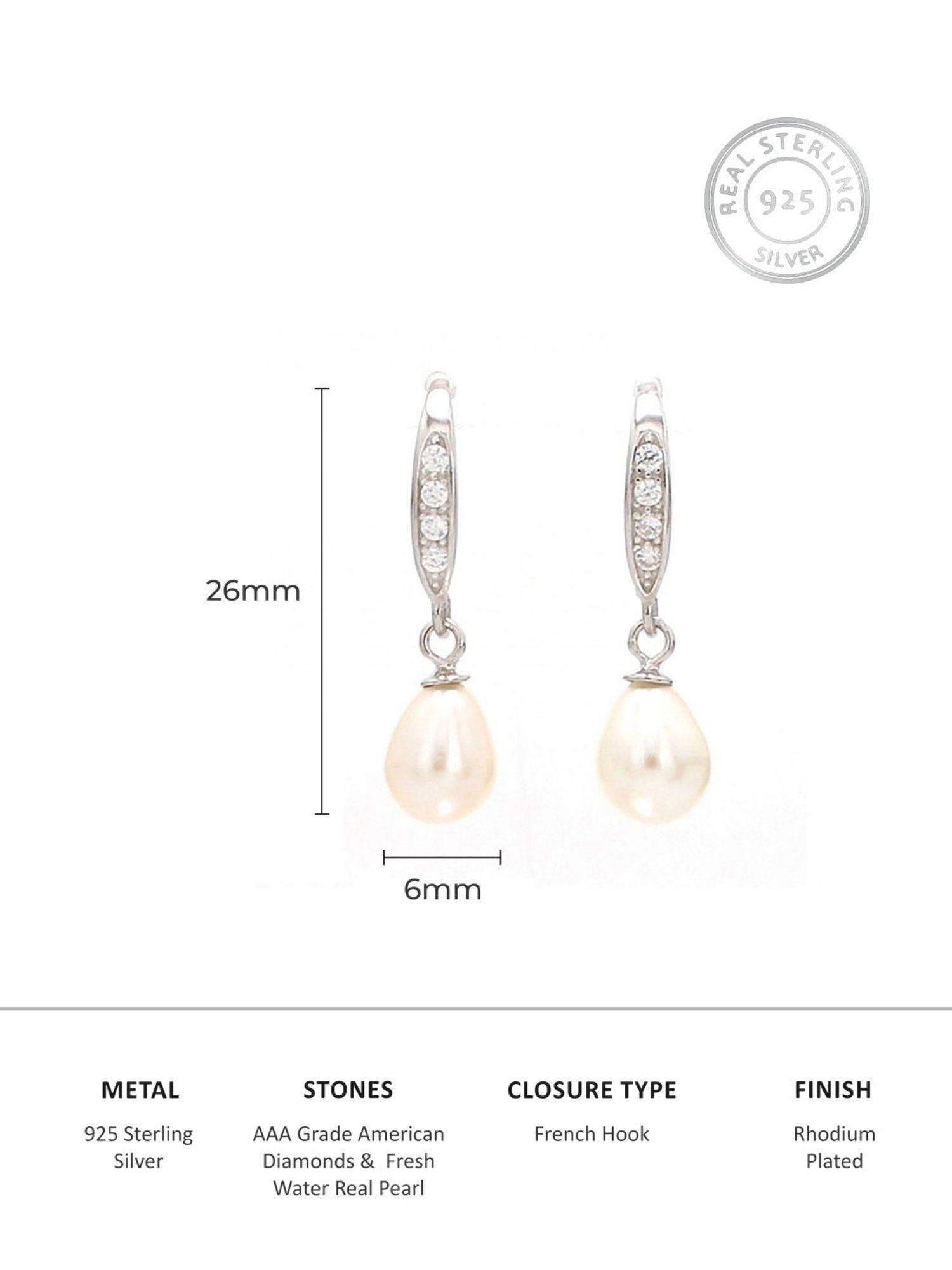 Clara 92.5 Sterling Silver Lily Earrings for Women