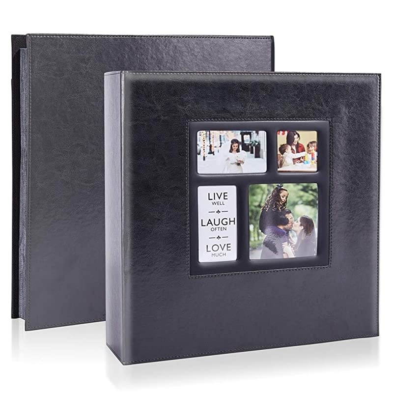 Photo Album 4x6 800 Photos Large Capacity Wedding Family Leather Cover Picture Albums Holds Horizontal and Vertical 4x6 Photos with Black Pages Black