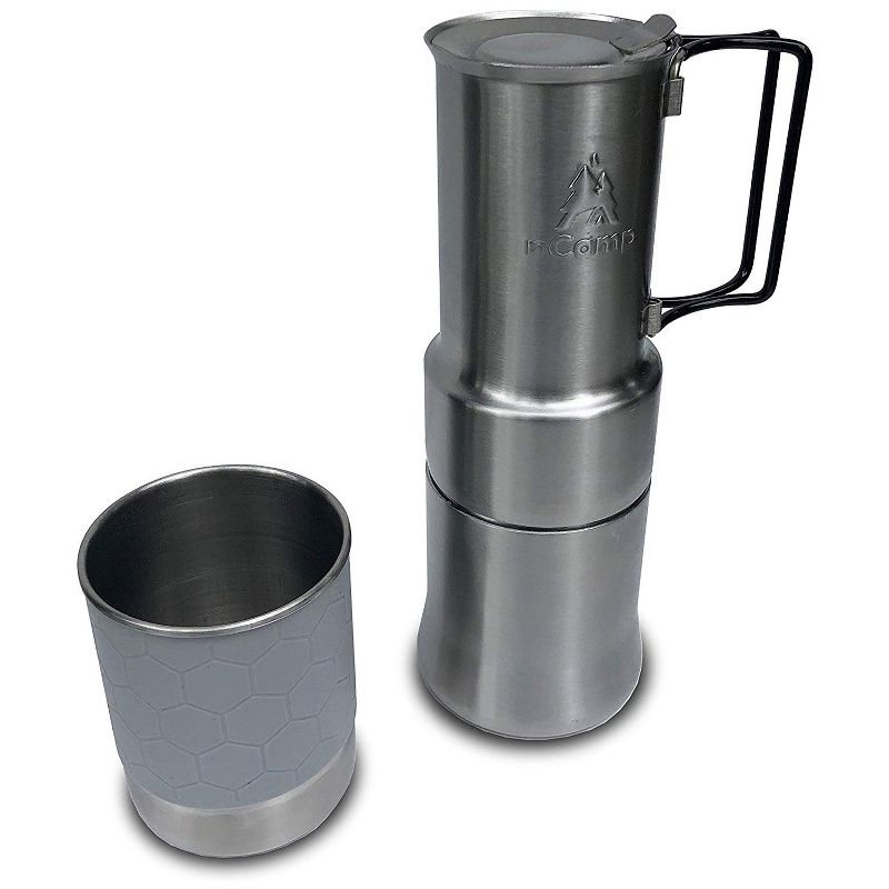nCamp Portable Stainless Steel Outdoor Camping Espresso Style Caf'e Brewer Coffee Maker for Hiking and Backpacking