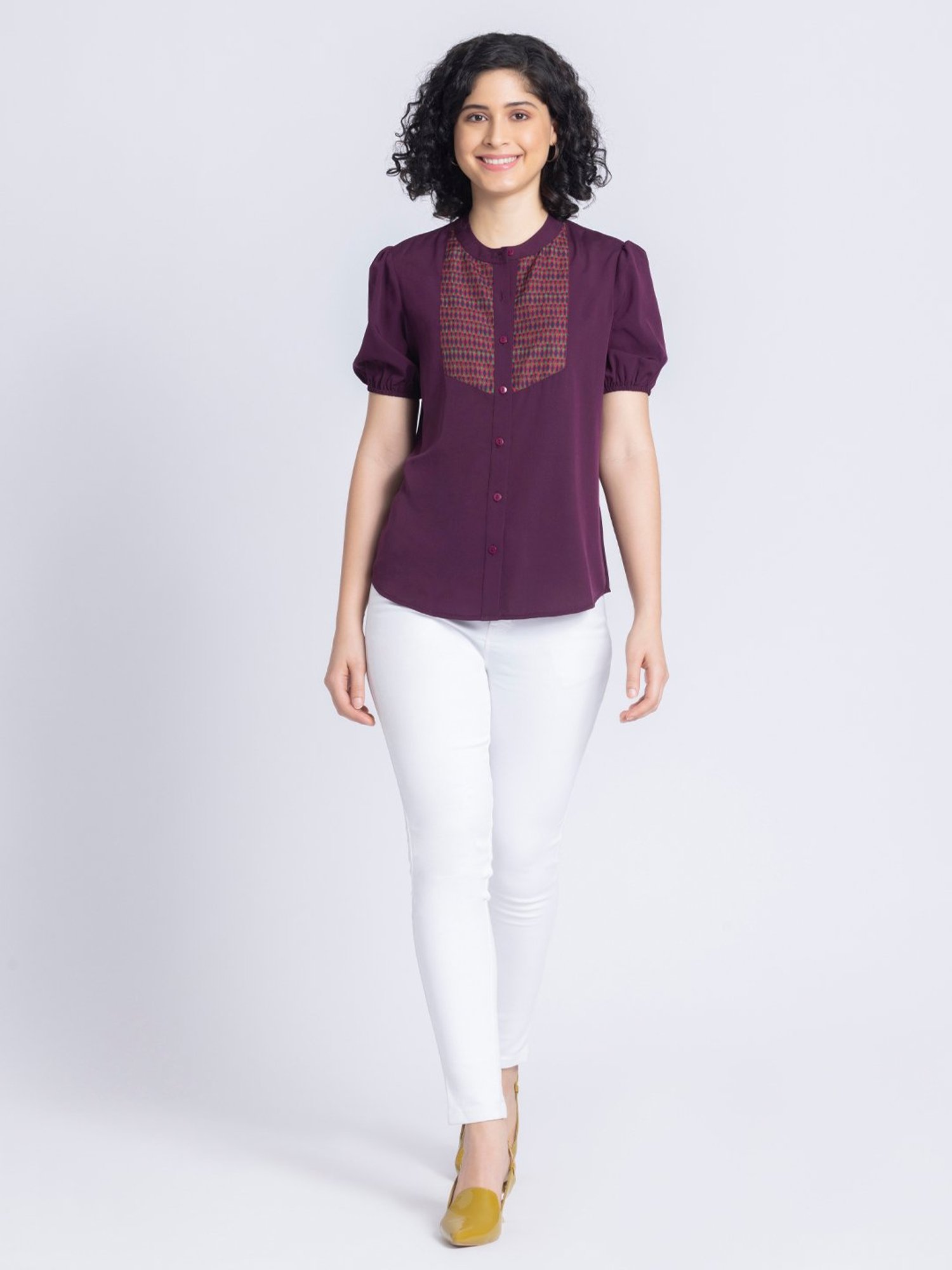 SHAYE Purple Printed Top