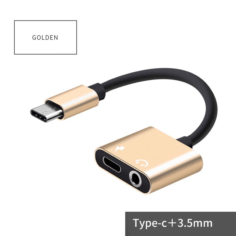 Rose Gold 2 in 1 Type-C to 3.5MM Audio Adapter Charging Port Type-C Audio Cbale AUX Adapter Cable