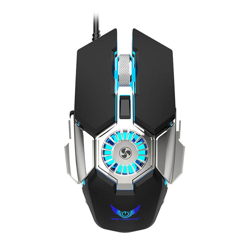 LED Backlight Mute Computer Mouse Gamer 7 Buttons 6400DPI Adjustable For PC USB Wired Cooling Fan Gaming Mouse